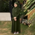 thumbnail image 2 of RXMEKW Muslim Dress Set With Shawl for Girls Long Sleeve Round Neck Ruffle Dress 2-Piece Outfit Pink, 2 of 8