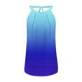 thumbnail image 3 of Timegard Womens Tank Tops Gradient Color Crew Neck Back Button Ruched Casual Sleeveless Tops Blouses, 3 of 3