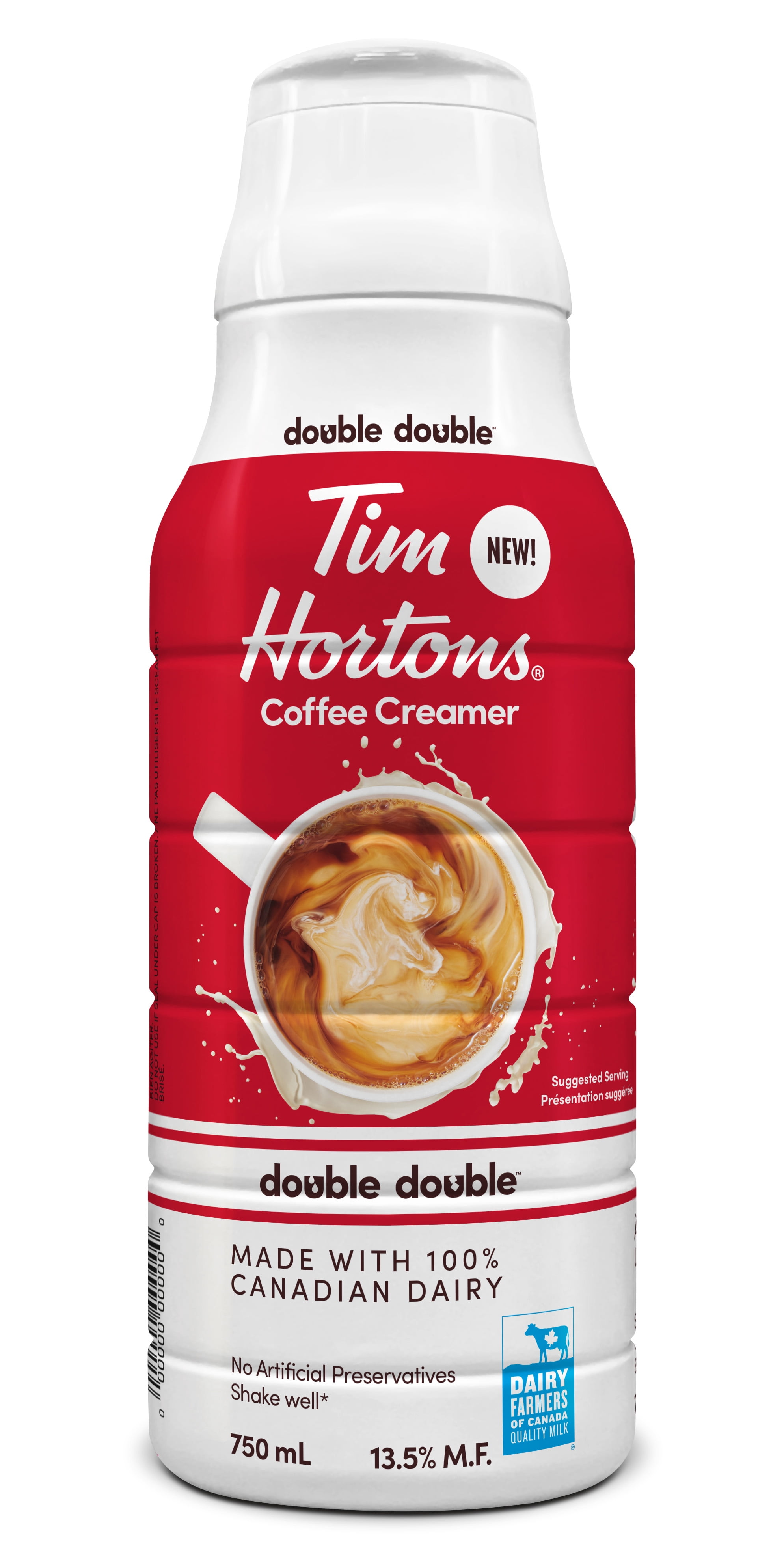 Tim Hortons Double Double Coffee Creamer, Made with 100% Canadian Dairy, 750 mL Bottle