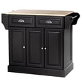 thumbnail image 1 of HOMCOM Kitchen Island avec Dessus en Bois de Caoutchouc Chariot de Service de Cuisine Roulant, 1 of 9