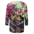 thumbnail image 4 of T-shirts de Mardi Gras pour Femmes Grande Taille, T-Shirts de Croisière de Carnaval, Masque Pailleté Graphique Vêtements de Mardi Gras Femmes Grande Taille, Mode T-Shirts à Imprimé Masque pour Femmes Manches 3/4 Col Rond Hauts de Carnaval, 4 of 5