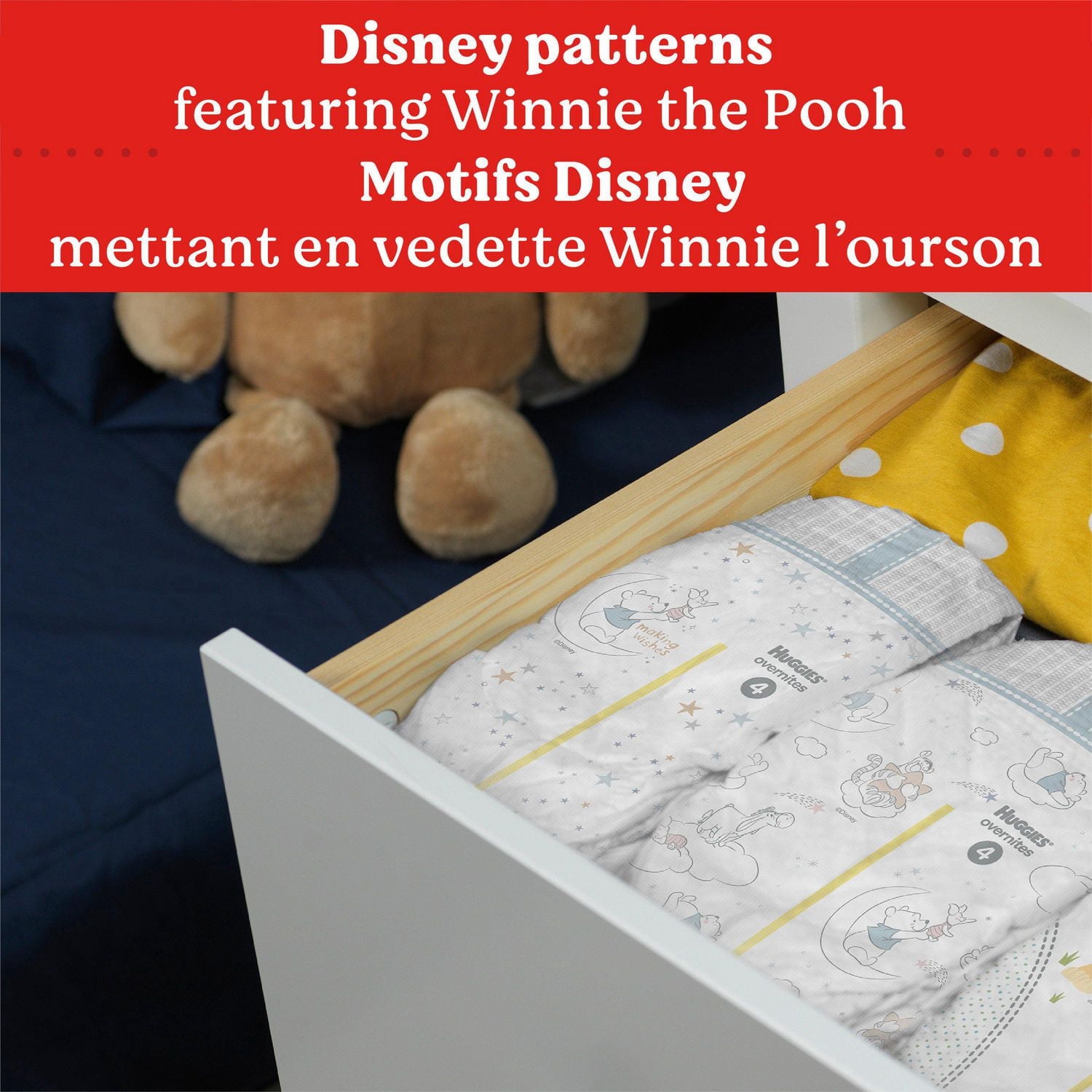 Couches pour bébé Huggies Overnites pour la nuit, taille 4 (9 à 17 kg [22 à 37 livres]), 100 unités