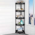 thumbnail image 2 of 5-Tier Rolling Storage Cart with Wheels, Mobile Bathroom Kitchen Corner Shelf Organizer for Snacks Toiletries, Corner Fit, 2 of 7