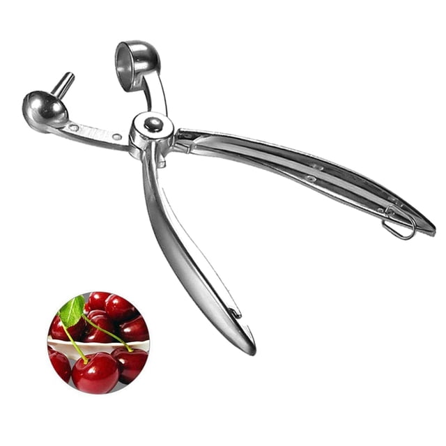 Dénoyauteur de Cerises, Outil de Retrait des Noyaux en Acier Inoxydable avec Long Manche pour Cheerios Dattes Rouges Aubépine