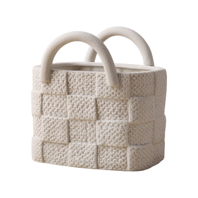 Creative Ceramic Handbag Vase High-quality For Wedding Holiday Utensil Holder Handcrafted Stylish Hydroponic Flower Pot