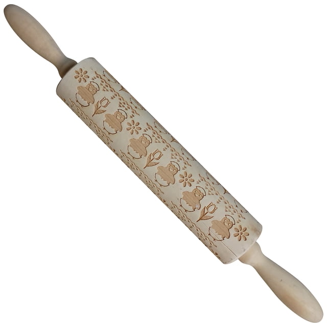 RKSTN Kitchen Utensils Wooden Easter Bunny Carrot Rolling Pin Printed Dough Stick Kitchen Utensils