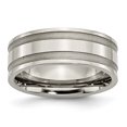 thumbnail image 1 of Titanium Grooved 8mm Brushed and Polished Band Ring 10.5 Size, 1 of 6