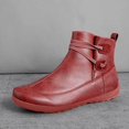 thumbnail image 2 of B91xZ Bottes Automne Hiver pour Femmes Mode Fermeture Éclair Latérale Boucle Bottines, Rouge 8, 2 of 4