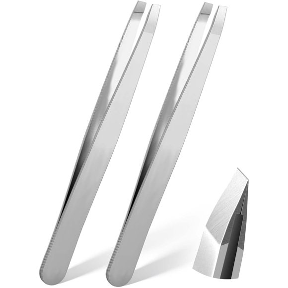 2Pcs Tweezers for Eyebrows Women Facial Hair eyebrow Tweezers Stainless Steel Precision Eyebrow Plucking for Facial Chin Brow Silver Women and Men