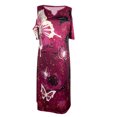 thumbnail image 4 of Pompotops Femmes Casual Papillon Impression V-Cou Bustier Sexy Swing Robe Longue, 4 of 6