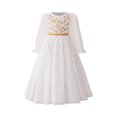 thumbnail image 3 of MKOSPLRT Robe Maxi Brodée à Manches Longues Bouffantes pour Filles Musulmanes, Robe de Fête Islamique Modeste pour Enfants 4-8 Ans, 3 of 9