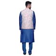 thumbnail image 3 of Atasi Mandarin Collar Traditional Solid Kurta Pajama With Printed Jacket Set, 3 of 3
