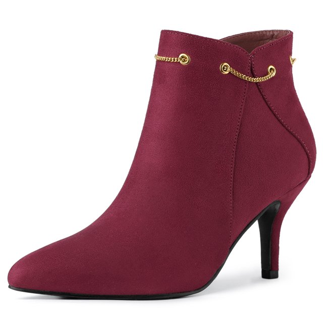 Unique Bargains Bottines à Talons Aiguilles pour Femmes à Bout Pointu avec Fermeture Éclair