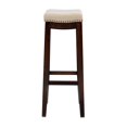 thumbnail image 4 of Linon Hampton Bar Stool Beige Padded Seat Wood Frame in Dark Walnut Brown, 4 of 14