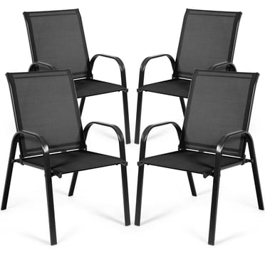 Gymax Set of 4 Patio Chairs Dining Chairs w/ Steel Frame Yard Garden Outdoor