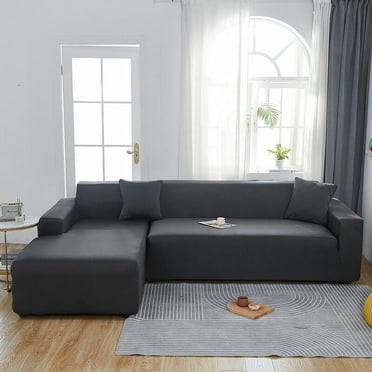 Super Soft Fabric L Shaped Sofa Cover, Stretch L-Type Couch Slipcover for Your Living Space, Easy Maintenance & Installation, Full Protection against Wear & Tear (Black)