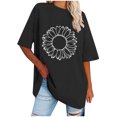 thumbnail image 1 of Blouses pour Femmes T-Shirt Décontracté à Col Rond Imprimé Manches Courtes Ample, 1 of 1