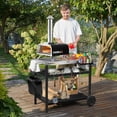thumbnail image 3 of Chariot pour Gril, Support de Four à Pizza, Station de Préparation de bbq Extérieure avec Rangement, Roue, Dessus de Table en Acier Inoxydable Argenté, 3 of 7