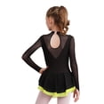 thumbnail image 4 of Sholeno Robe de Patinage Artistique pour Filles, Brillante avec Strass, Manches Longues, Dos Ajouré, Justaucorps de Ballet, Tenue de Danse, Jaune, 10, 4 of 7