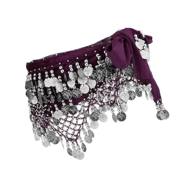 Belly Dance Waist Chain Purple Waist Chain Sequins Silver