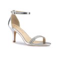 thumbnail image 1 of BLISSFUL STEP Women's Solid Color Open Toe Rhines Ankle Strap Stiletto Sandals Silver 7, 1 of 8