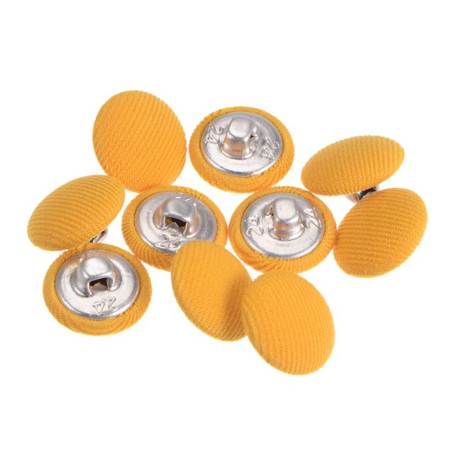 Unique Bargains 10pcs 24L Fabric Cloth Covered Button 15mm Round Metal Shank Sewing Buttons for Suits Dress Blouses, Yellow