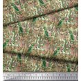 thumbnail image 3 of Soimoi Moss Georgette Fabric Leaves, & Parrot Bird Print Sewing Fabric Yard 42 Inch Wide, 3 of 3