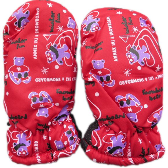 Magg Kids Toddlers Fleece Lined Winter Snow Print Glove Waterproof Mittens