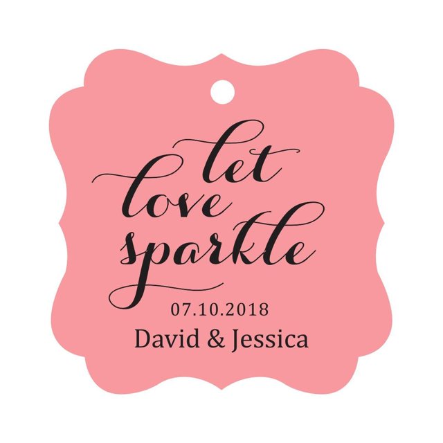 Darling Souvenir Personnalisé Laissez l'Amour Scintillant Mariage Suspendre Tags Personnalisé Cadre Fantaisie Papier Tags -Pêche et Rose-100 Tags