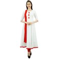 thumbnail image 1 of Atasi Robe en Coton Ethnique Indienne Anarkali Blanche de Designer pour Femme Salwar Ensemble-4, 1 of 1