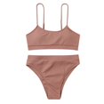 thumbnail image 2 of ylioge Womens Two Piece Swimsuits Tankini Ribbed Built in Removeable Bras Bikini Bathing Suits Ladies Solid High Waisted Swimsuit, 2 of 7