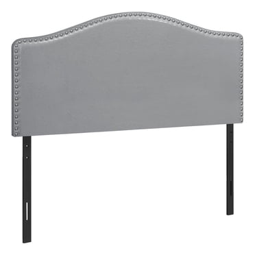 Monarch Specialties Bed, Headboard Only, Full Size, Bedroom, Upholstered, Pu Leather Look, Grey, Transitional