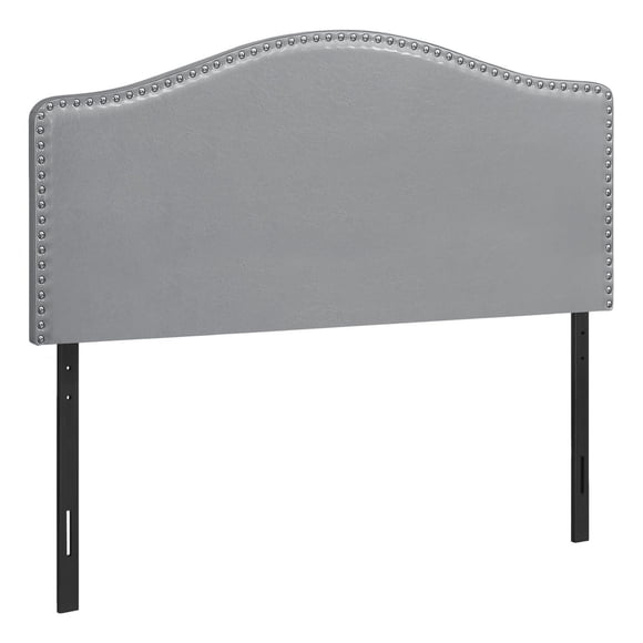 Monarch Specialties Bed, Headboard Only, Full Size, Bedroom, Upholstered, Pu Leather Look, Grey, Transitional