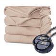 thumbnail image 1 of Holmes Velvet Plush Electric Heated Blanket Queen Size Sand, 1 of 1