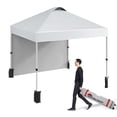 thumbnail image 1 of Canopy Tent 10x10 Ft, Pop Up Tent Canopy with 1 Sidewall & Vented Top, 50+ UV Protuction, Instant Outdoor Tent with Patented Center Lock, Adjustable Legs, Wheeled Carry Bag, White, 1 of 28