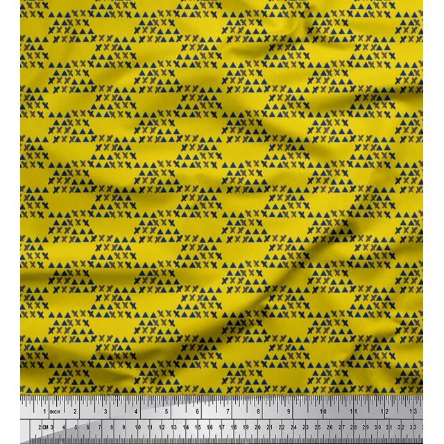 Soimoi Cotton Voile Fabric Cross Sign & Triangle Geometric Print Sewing Fabric Yard 42 Inch Wide