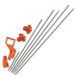 Carefree RV Awning Travel Lock 901099HD HD Lock Upgrade Kit in orange, designed for use with Carefree awnings. Includes multiple metal rods and orange locking components for securing RV awnings during travel. Suitable for RV owners seeking reliable awning security and protection during transit.