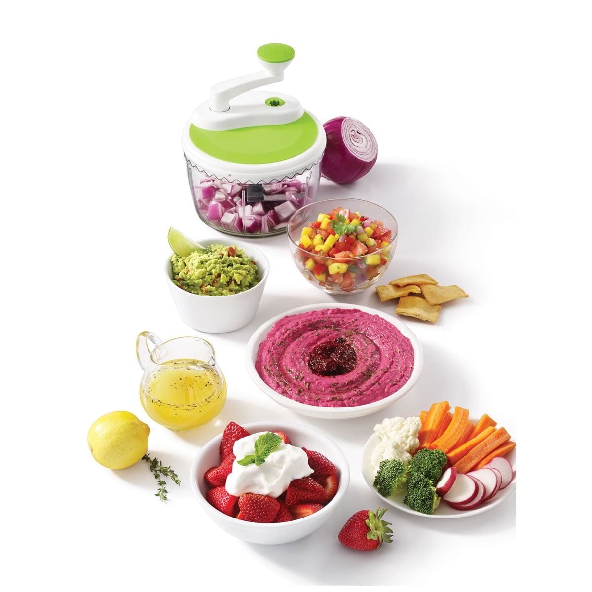 Starfrit Hachoir de Cuisine Pro à 2 Vitesses, Hachoir Et Fouet Manuel, 2 Vitesses, Base Antidérapante, Va Au Lave-Vaisselle, Idéal Pour Salsa, Purées, Trempettes, Sauces