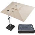 thumbnail image 1 of PURPLE LEAF 10 x 13FT Deluxe Rectangular Patio Umbrella with Base, Large Offset Cantilever Umbrella with 360° Rotation, Beige, 1 of 15