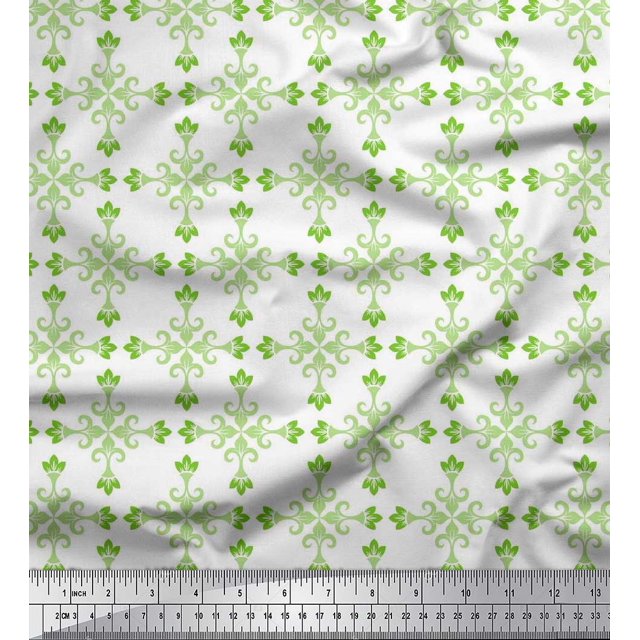Soimoi Velvet Fabric Damask Decorative Print Fabric by Yard 58 Inch Wide