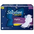 thumbnail image 1 of Stayfree Secure Nights Serviette Hygiénique Confortable en Coton Doux, Lot de 6, 1 of 3