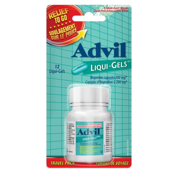 Advil Capsules Liquides d'Ibuprofène à Force Régulière pour les Maux de Tête et le Soulagement de la Douleur, 200 mg, 12 Unités