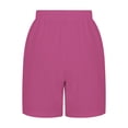 thumbnail image 4 of Annhoo Womens Plus Size Cotton Linen Shorts High Waisted Drawstring Wide Leg Solid Comfy Casual Shorts with Pockets, 4 of 7