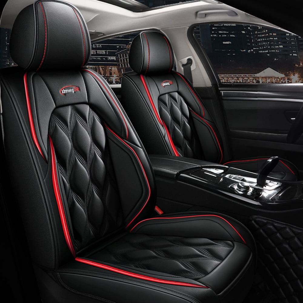 Maidao Car Seat Covers Leather Set for Dodge for Avenger 1994-2014 5 Seats Water Resistant Front Rear Cushion Protector Black