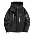 thumbnail image 3 of Sentmoon Women Jacket Oversized Hooded Neck Long Sleeve Coat Women Zipper Solid Color Windproof Waterproof Womens Fall Clothes Fall and Winter Stylish for Backpacking and Camping, 3 of 4