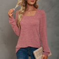thumbnail image 2 of CHUANK Chemise Longue Cache-Ventre Fluide à Col Rond Unie à Manches Longues Hauts Grande Taille pour Femmes Chic Tunique Confortable à Porter avec des Leggings Bleu TTG, 2 of 5