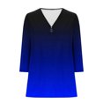 thumbnail image 5 of Penkiiy Chemises Demi-Fermeture Éclair pour Femmes Dégradé Imprimé Col en V Tunique Manches 3/4 Roulable Décontracté Tendance TG Bleu, 5 of 5