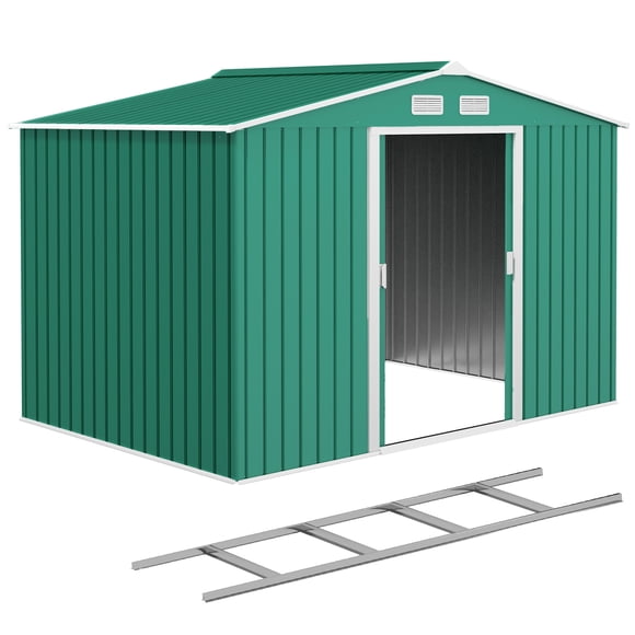 Outsunny Remise de Jardin 9,1 Pieds x 6,4 Pieds x 6,3 Pieds avec Trousse de Fondation en Acier