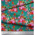 thumbnail image 3 of Soimoi Green Polyester Crepe Fabric Laceleaf & Macaw Parrot Bird Print Fabric by The Yard 42 Inch Wide, 3 of 3