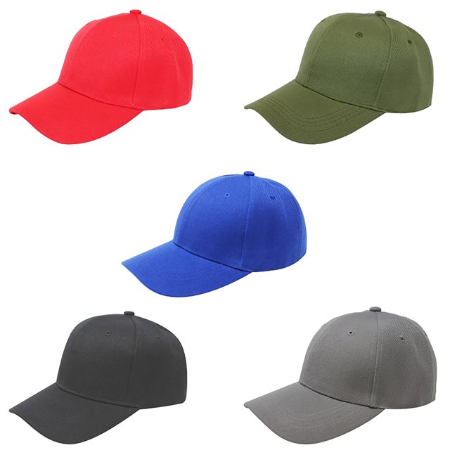 Pack of 5 Mechaly Plain Baseball Cap Hat Adjustable Back (Mix)